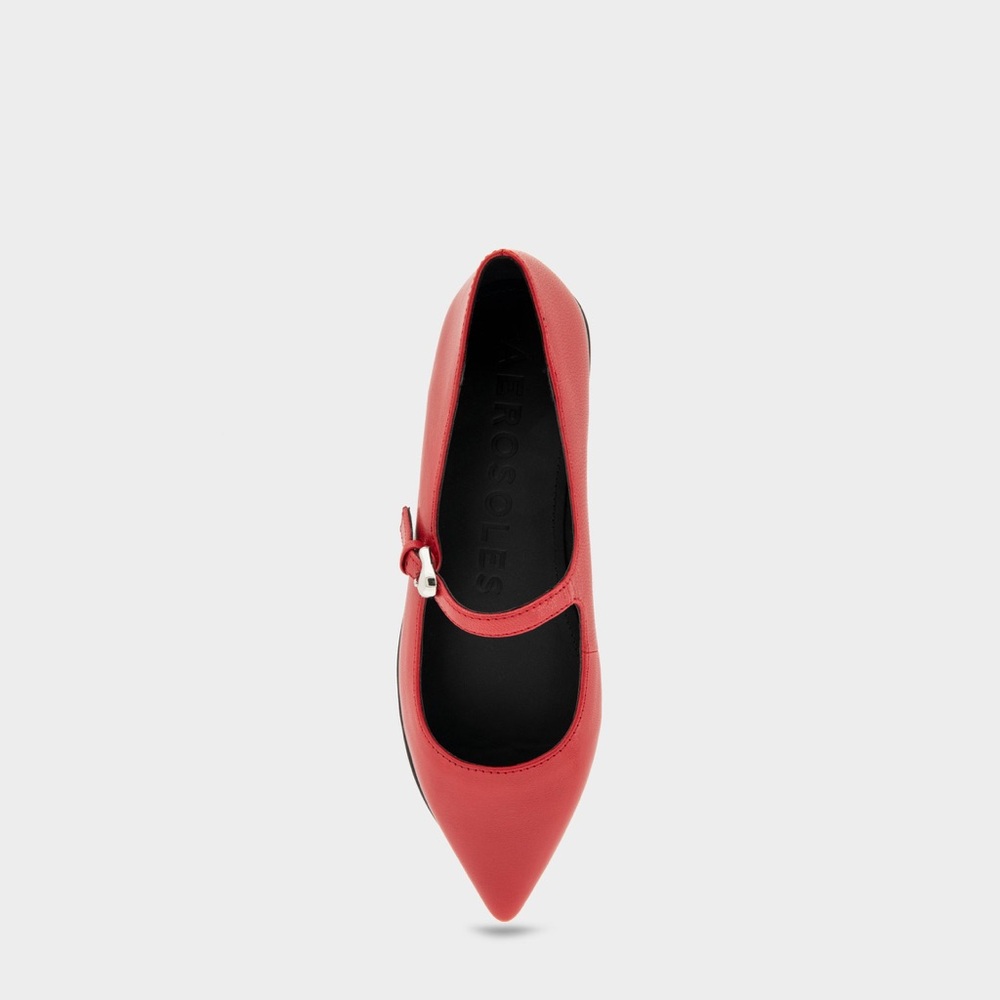 Aerosoles Best Seller Diva Point Toe Mary Jane Flat in Racing Red Glazed Leather